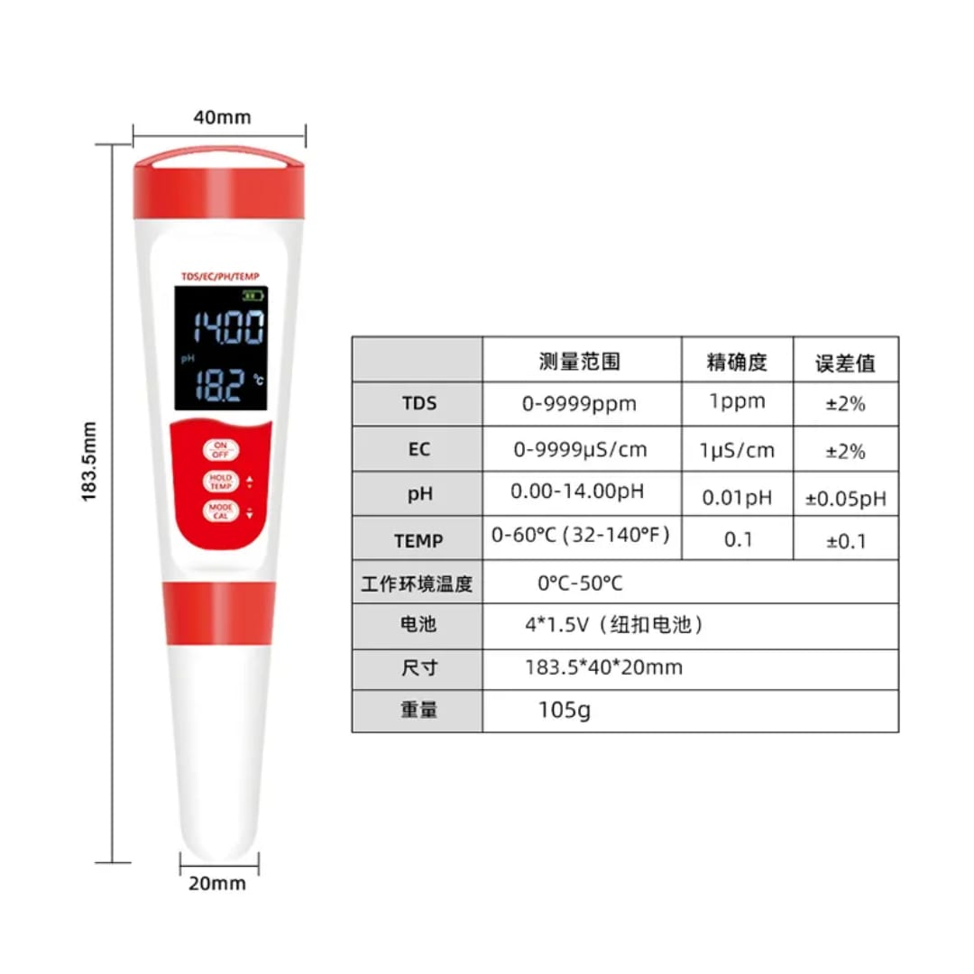 pH / TDS / EC / Temperature Meter View 7